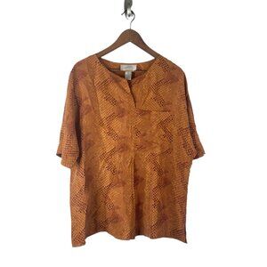 Jacqueline Ferrar Vintage Snake Print 100% Silk Top Size L